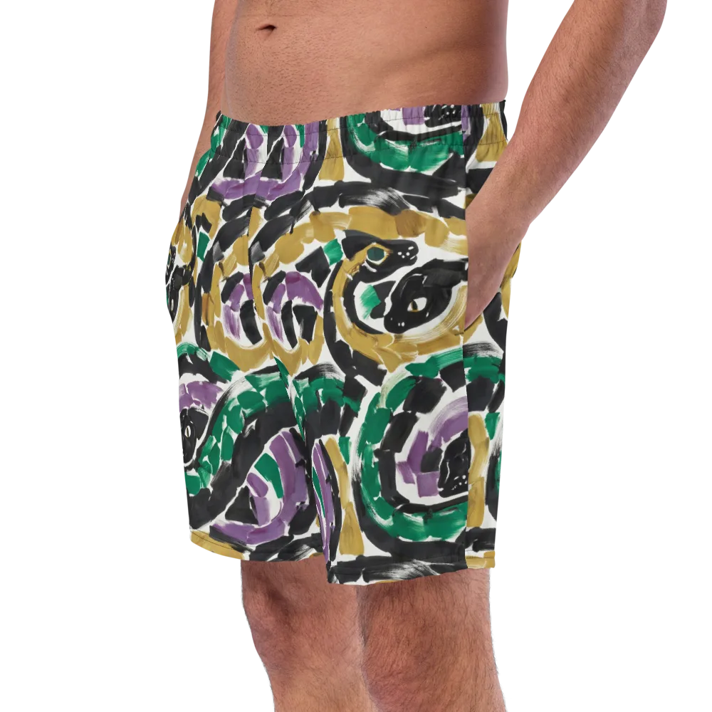 Emerald Ink Cats on Swim Trunks — Left Front