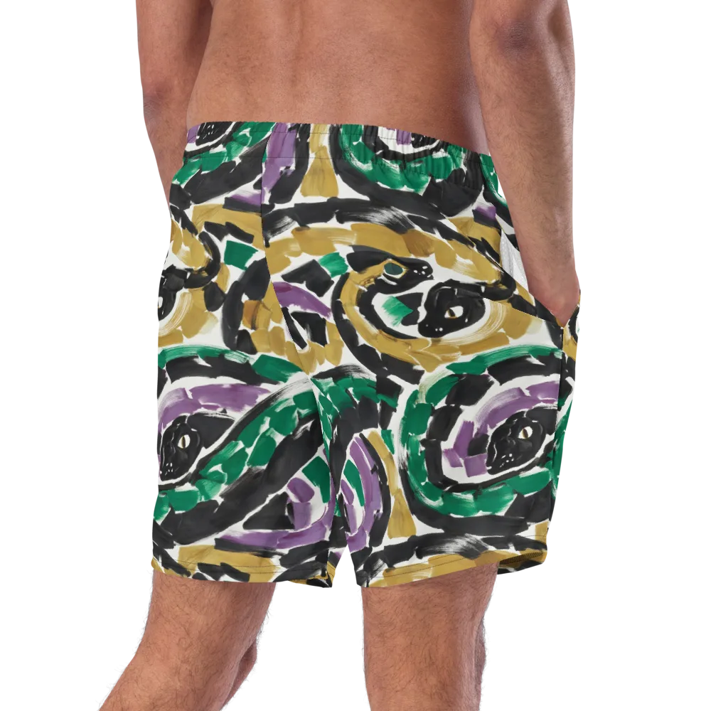 Emerald Ink Cats on Swim Trunks — Right Back