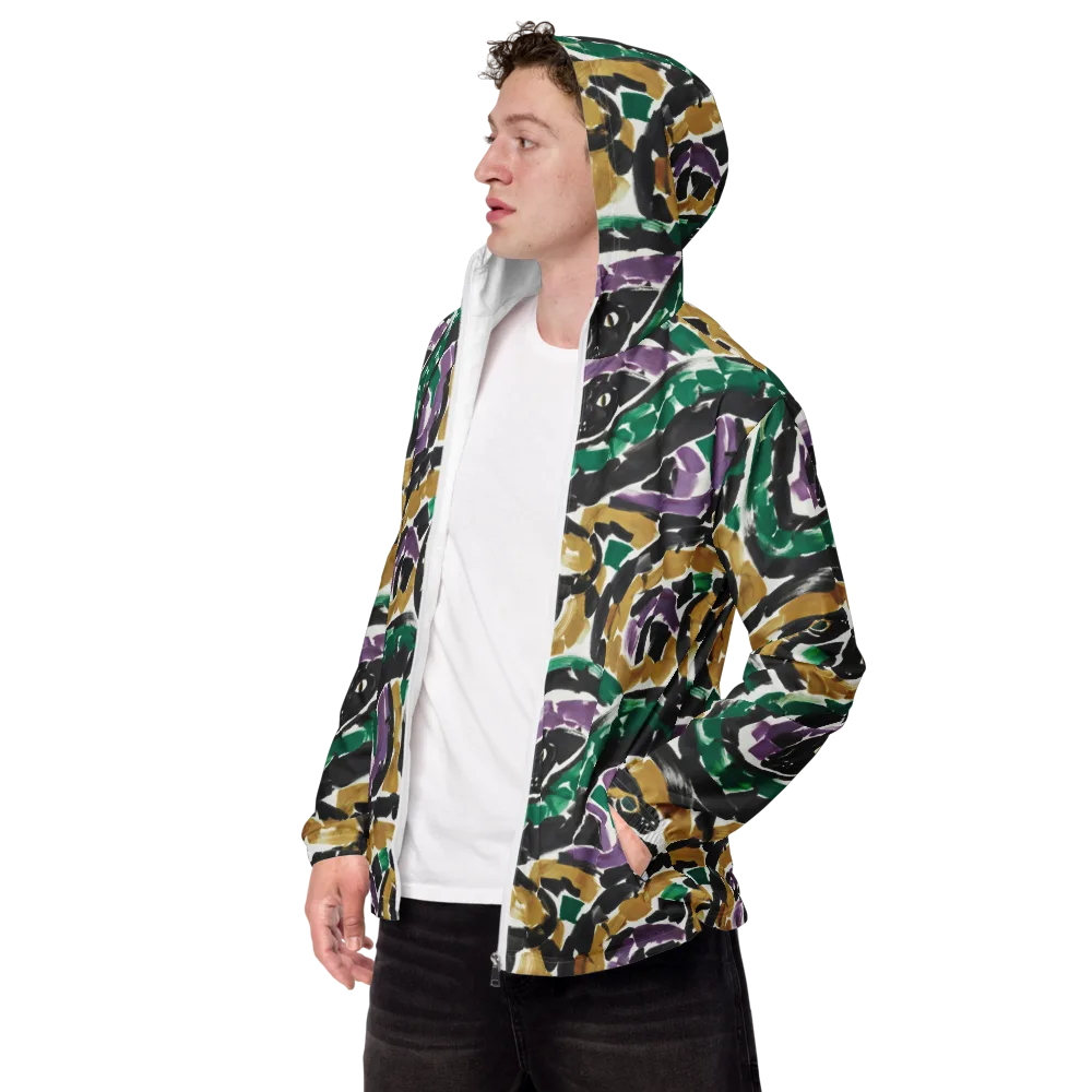 Emerald Ink Cats on Men's Windbreaker — Left Front