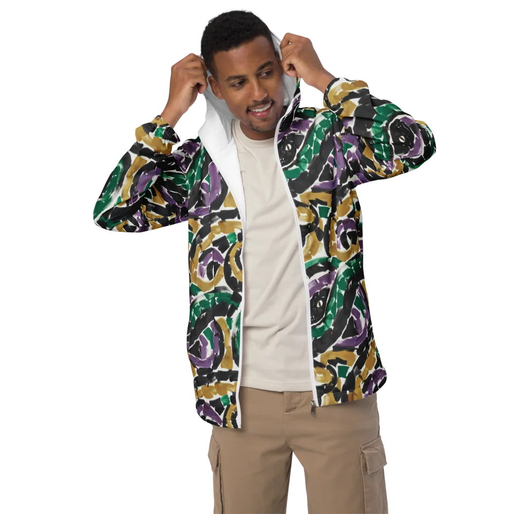 Emerald Ink Cats on Men's Windbreaker — Front