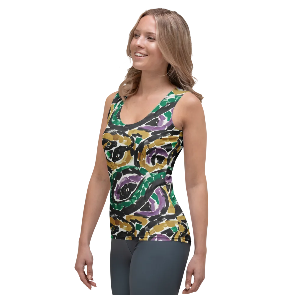 Emerald Ink Cats on Women's Tank Top — Left Front