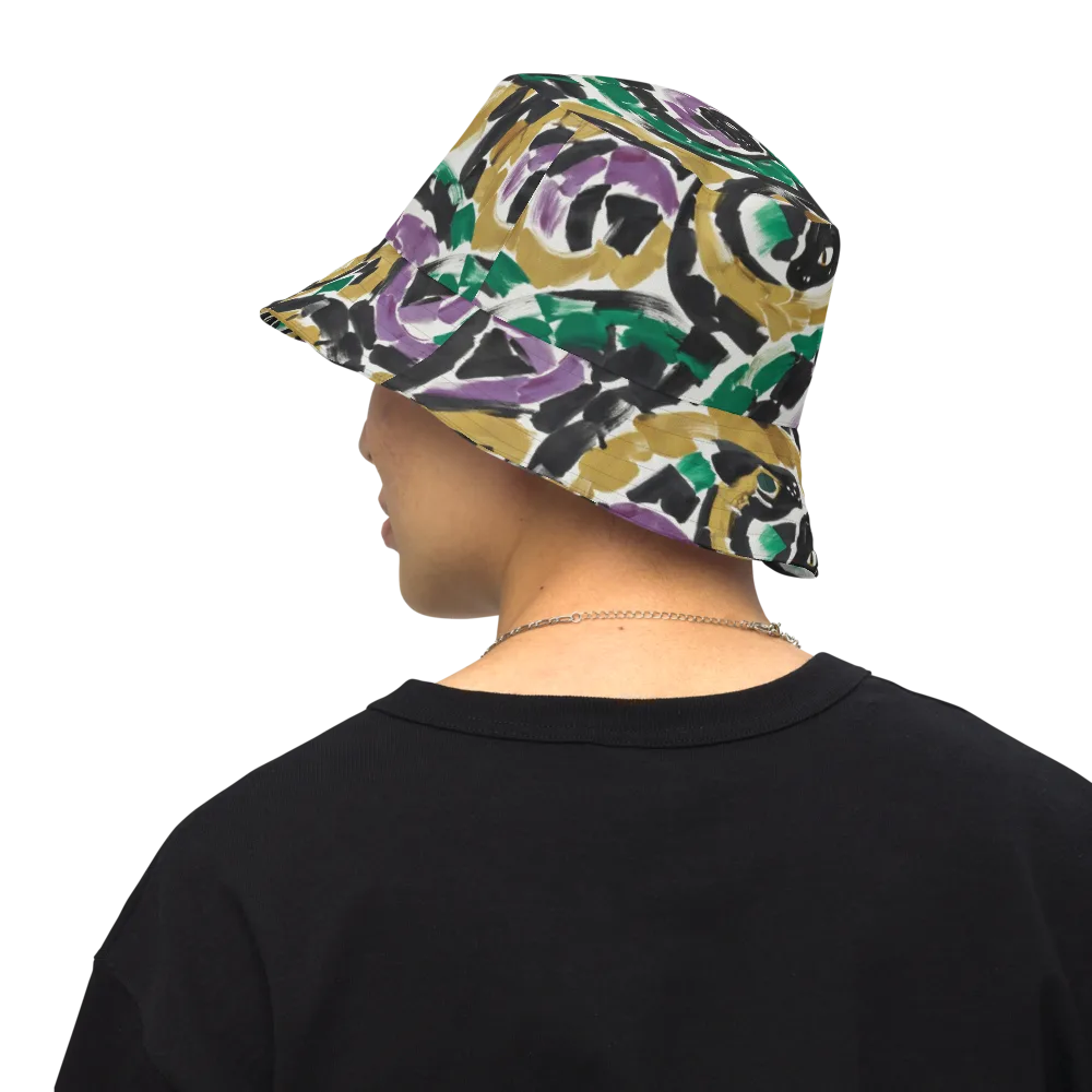 Emerald Ink Cats on Reversible Bucket Hat — Back Inside