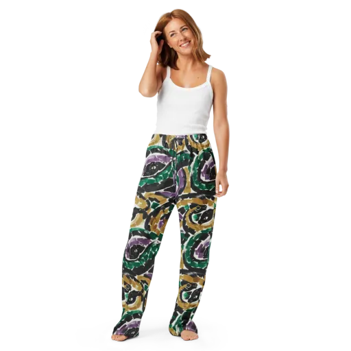 Emerald Ink Cats on a Women's Pajama Pants