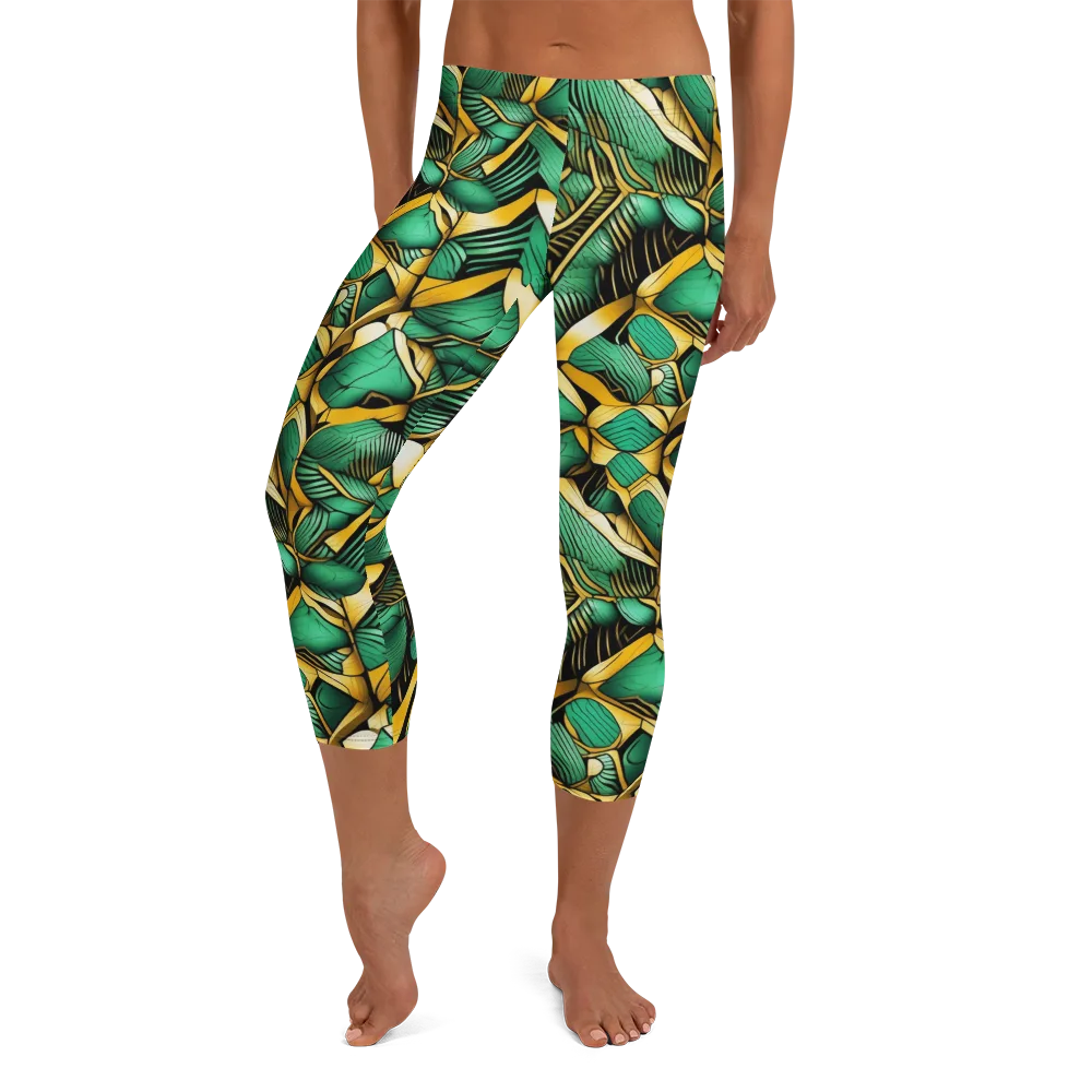 Midas Monstera on Capri Leggings — Front