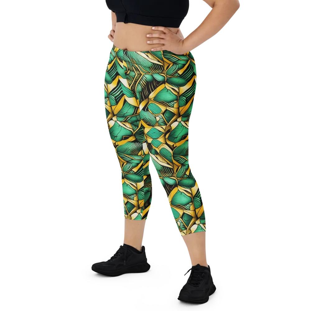 Midas Monstera on Capri Leggings — Front