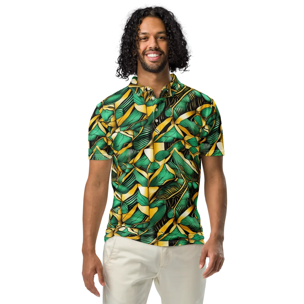 Midas Monstera on Men's Slim Fit Polo Shirt — Front