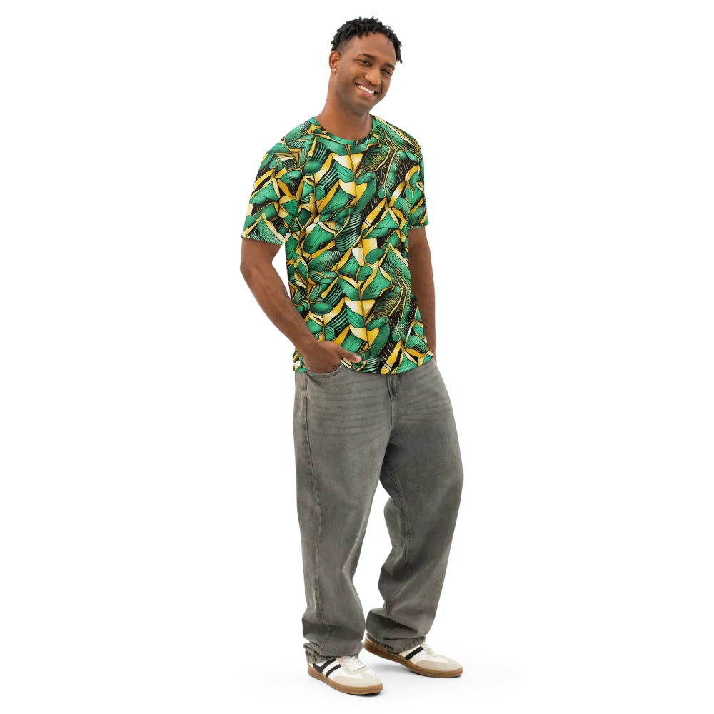 Midas Monstera on Men's Cotton Crew Neck T-Shirt — Right Front