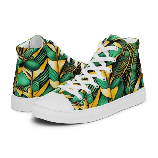 Midas Monstera on a Men's High Top Canvas Shoes