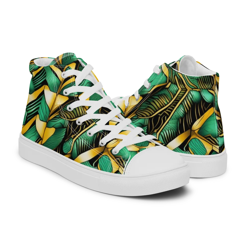 Midas Monstera on Men's High Top Canvas Shoes — Right