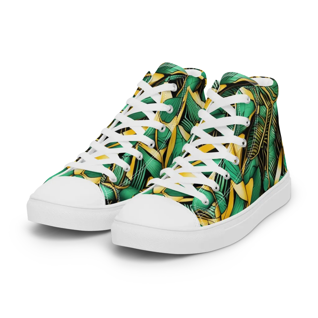Midas Monstera on Women's High Top Canvas Shoes — Left Front