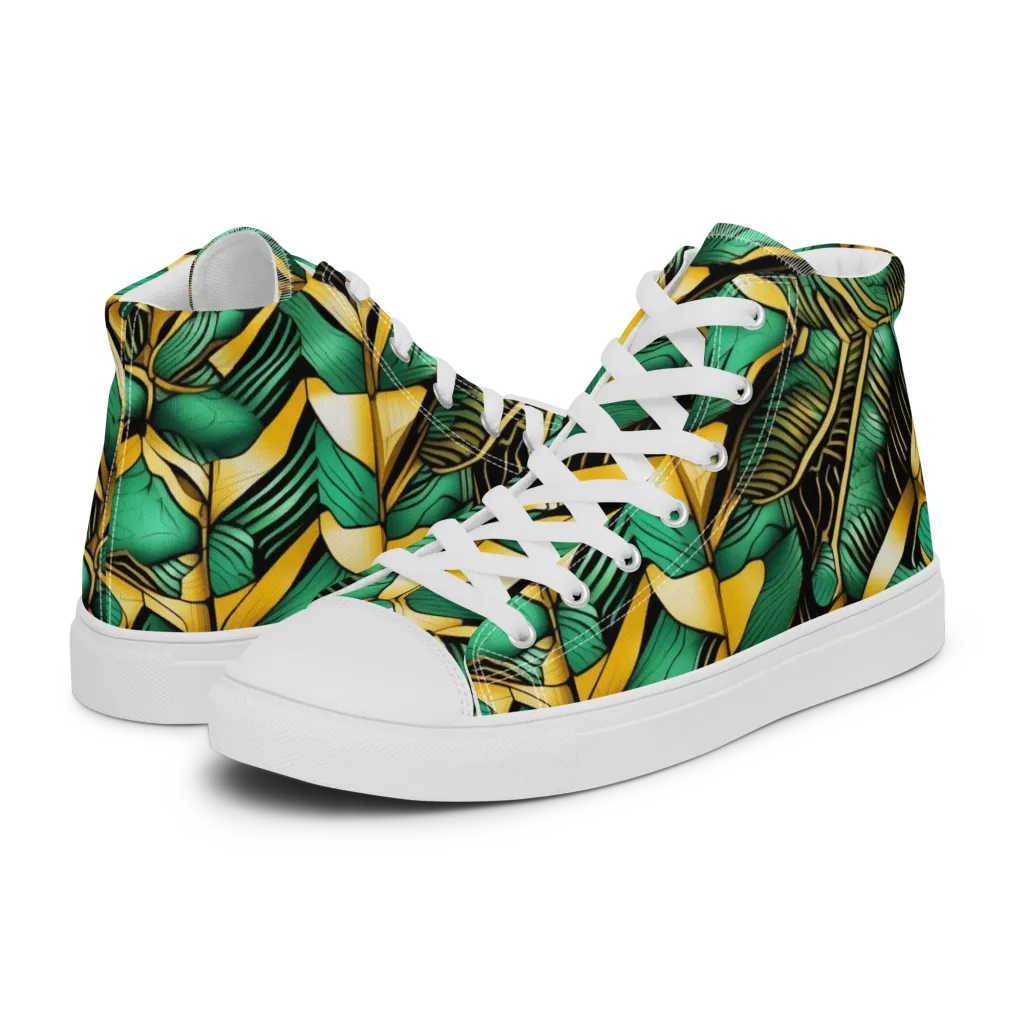 Midas Monstera on Women's High Top Canvas Shoes — Left