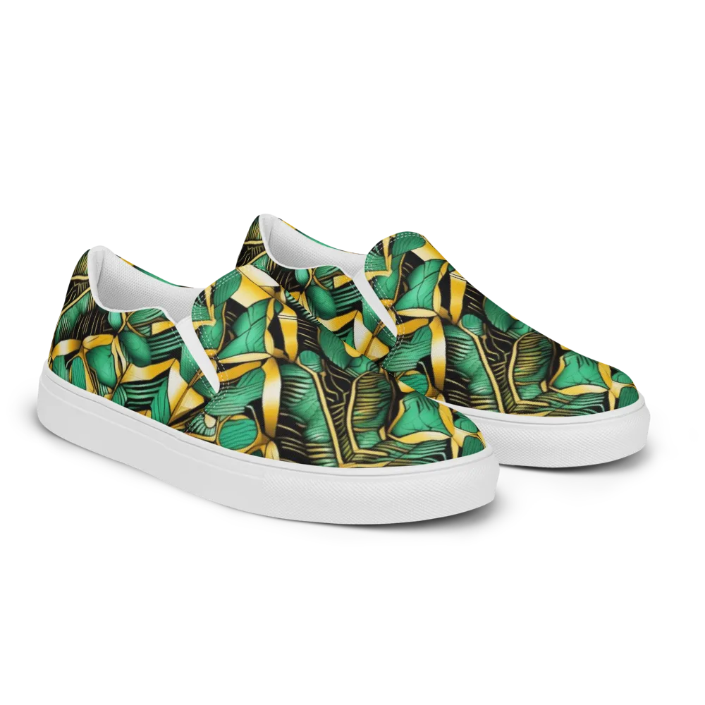 Midas Monstera on Men's Slip-On Canvas Shoes — Right Front