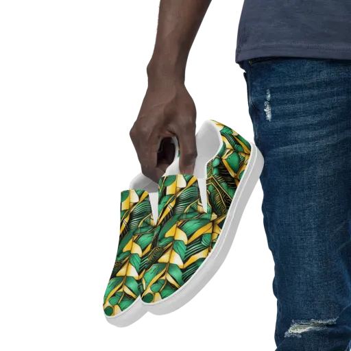 Midas Monstera on a Men's Slip-On Canvas Shoes