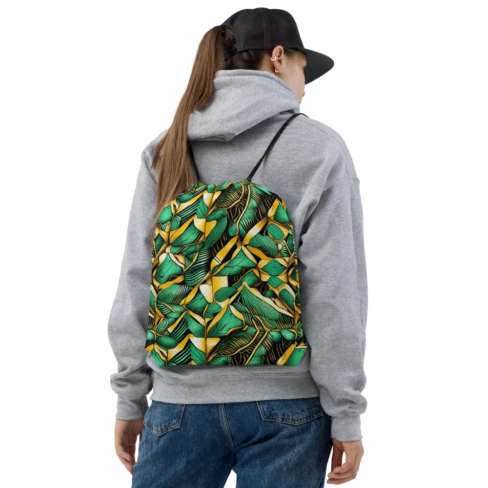 Midas Monstera on Drawstring Bag — Front