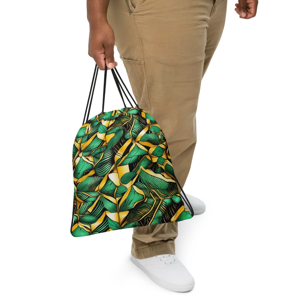 Midas Monstera on Drawstring Bag — Front