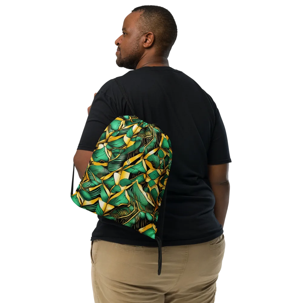 Midas Monstera on Drawstring Bag — Front