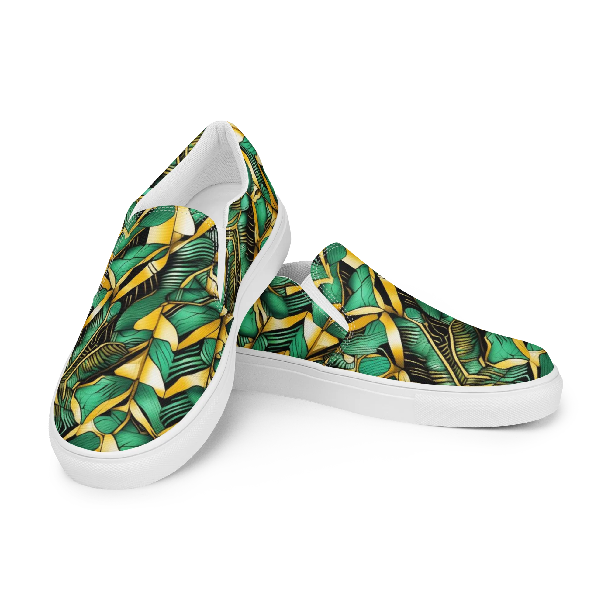 Midas Monstera on Women's Slip-On Canvas Shoes — Left Front