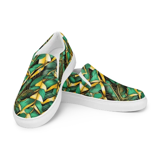 Midas Monstera on a Women's Slip-On Canvas Shoes