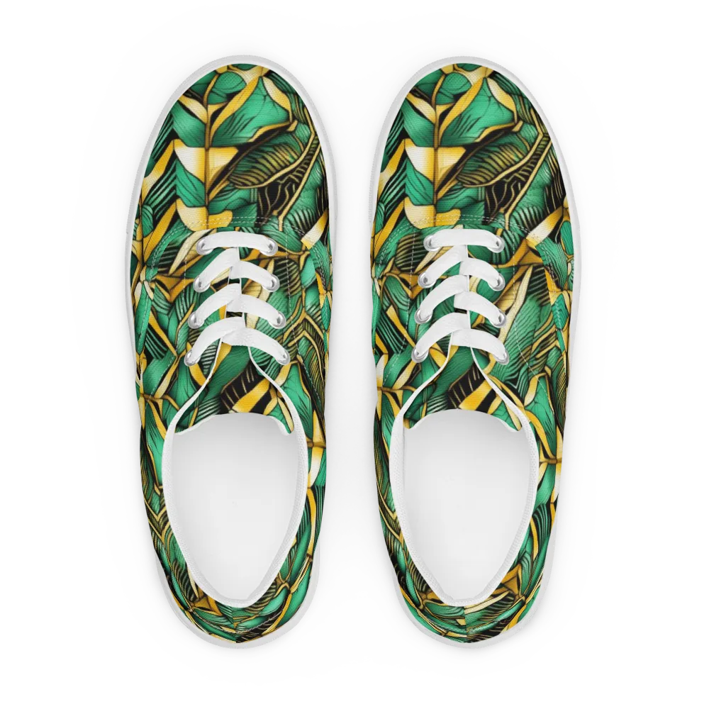Midas Monstera on Men's Lace-Up Canvas Shoes — Front