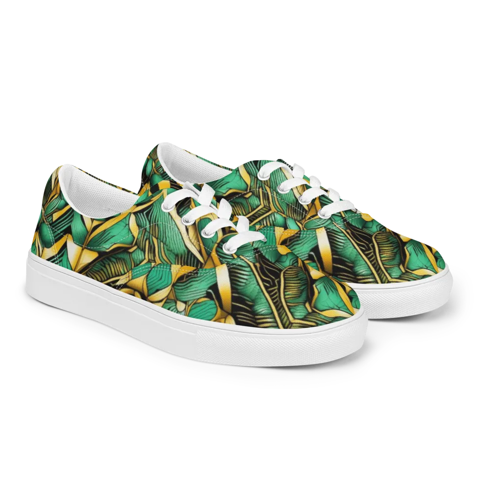 Midas Monstera on Men's Lace-Up Canvas Shoes — Right Front