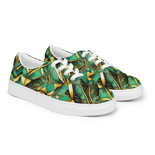 Midas Monstera on a Men's Lace-Up Canvas Shoes