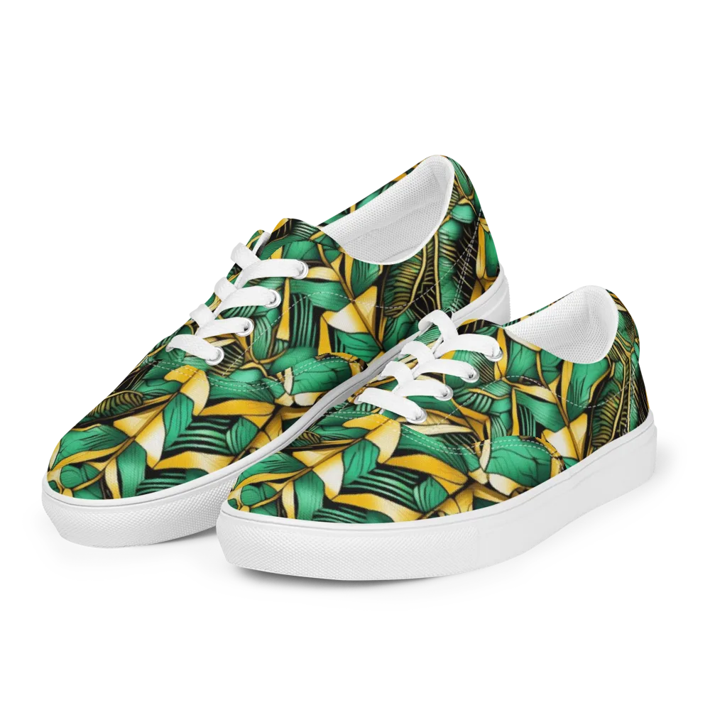 Midas Monstera on Men's Lace-Up Canvas Shoes — Left Front
