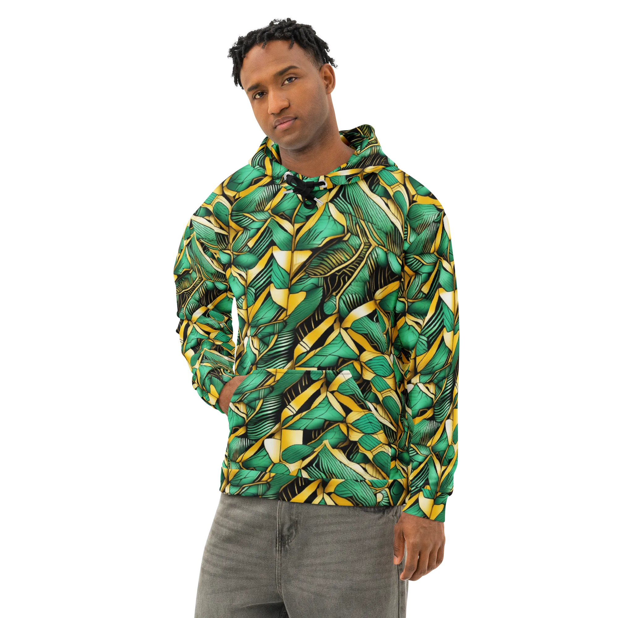 Midas Monstera on Cotton Hoodie — Left Front