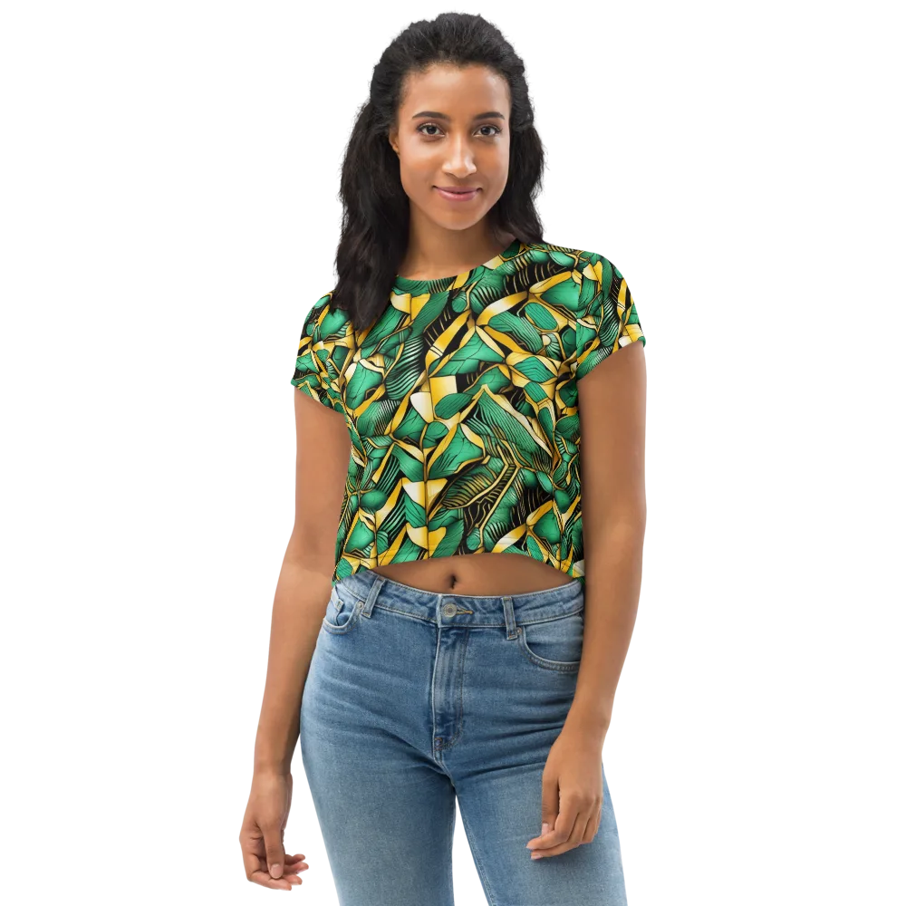 Midas Monstera on Crop Tee — Front