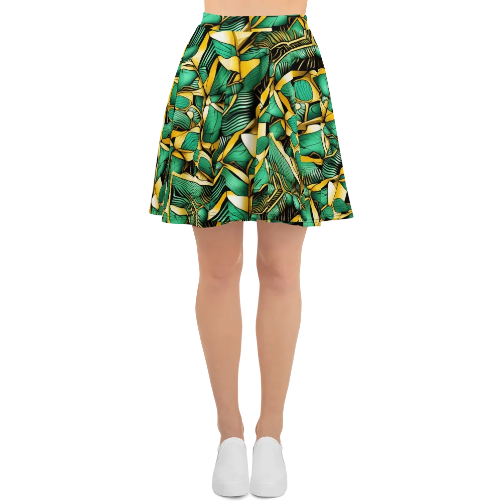 Midas Monstera on Skater Skirt — Front