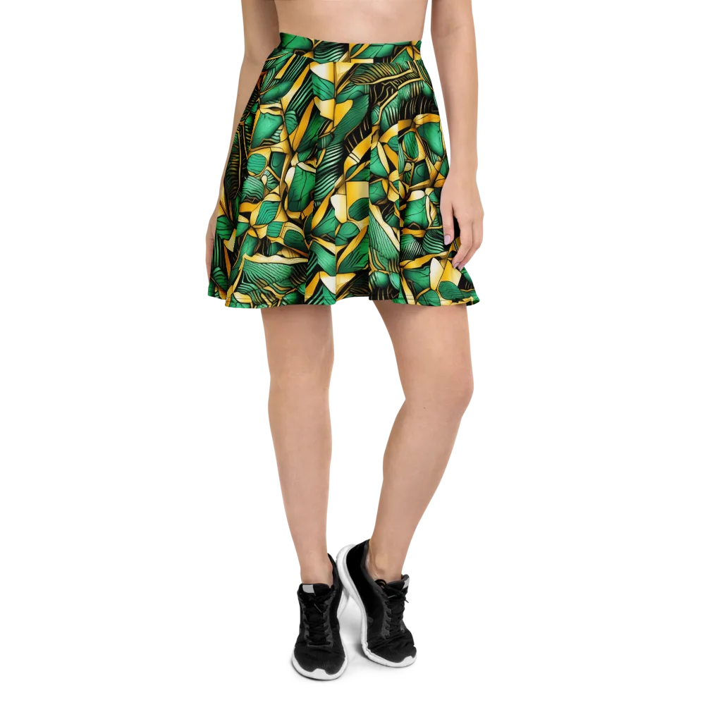 Midas Monstera on Skater Skirt — Front