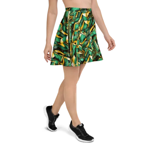 Midas Monstera on a Skater Skirt