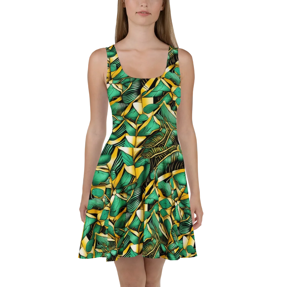 Midas Monstera on Skater Dress — Front