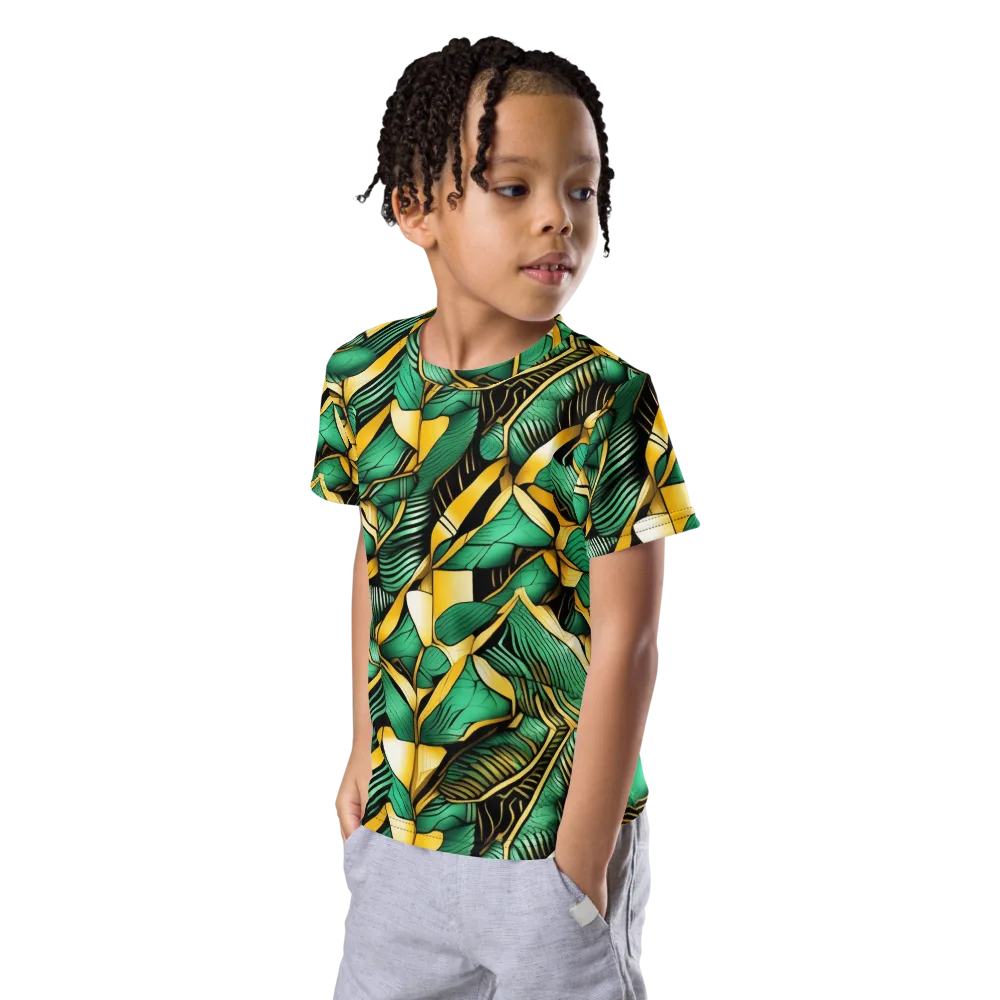 Midas Monstera on Kids Crew Neck T-Shirt — Left Front