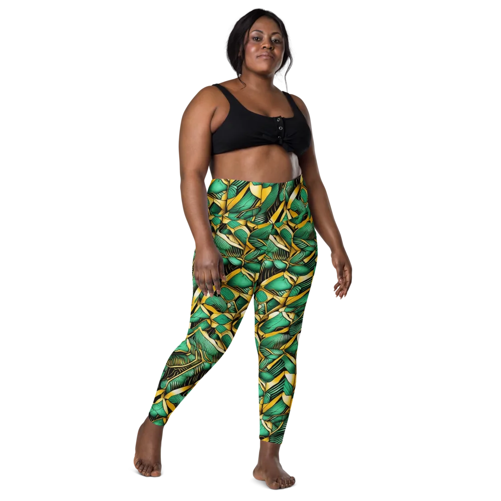 Midas Monstera on Leggings with Pockets — Front
