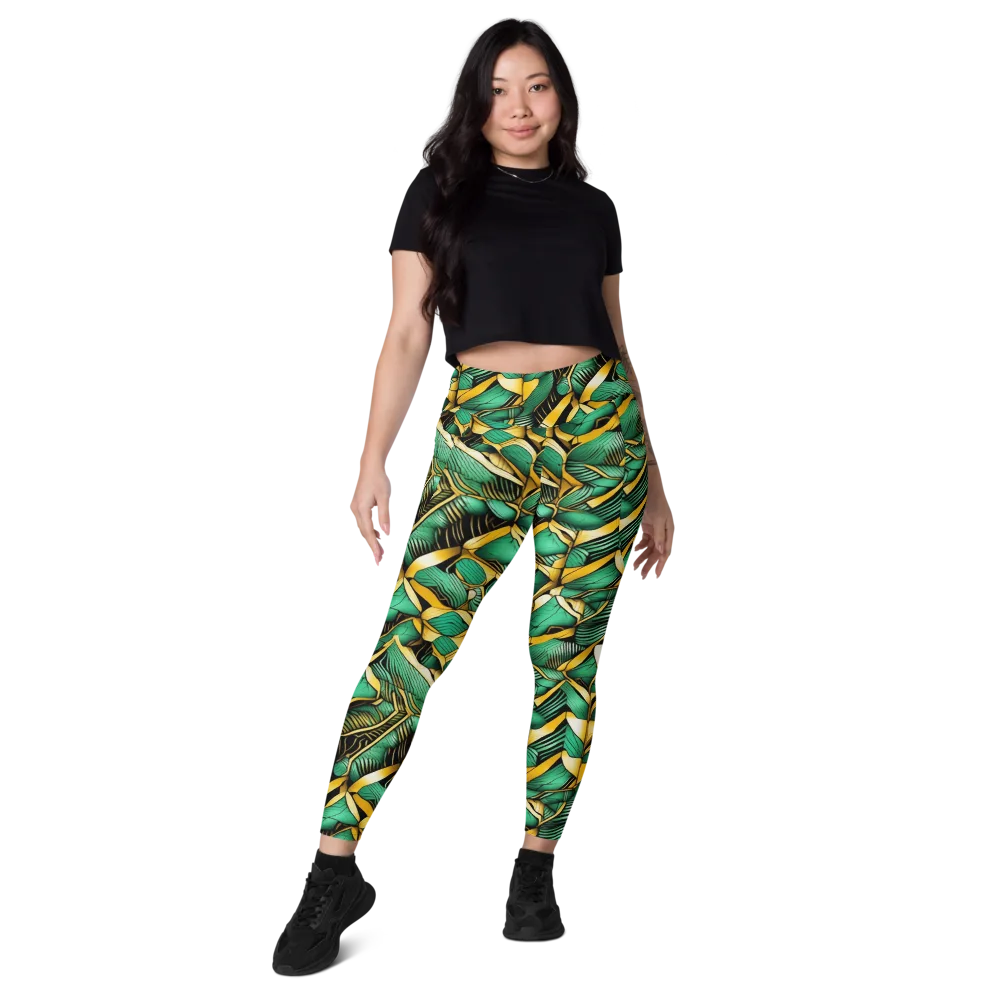 Midas Monstera on Leggings with Pockets — Front