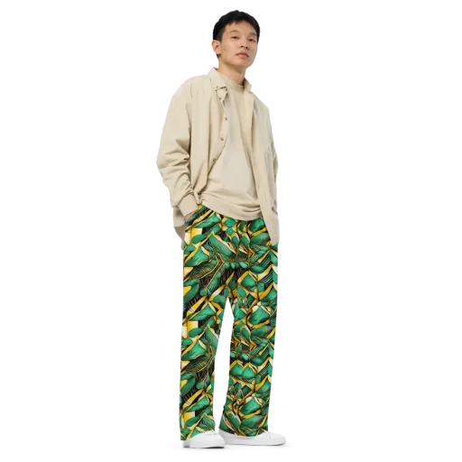 Midas Monstera on a Wide-Leg Pants