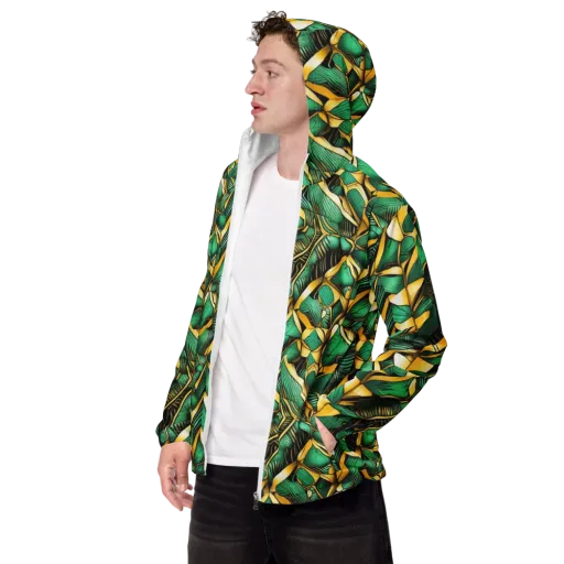 Midas Monstera on a Men's Windbreaker