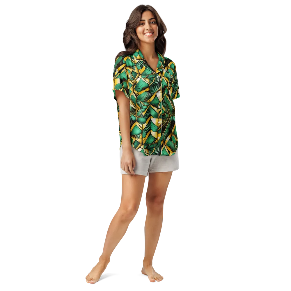 Midas Monstera on Women's Short Sleeve Pajama Top — Front