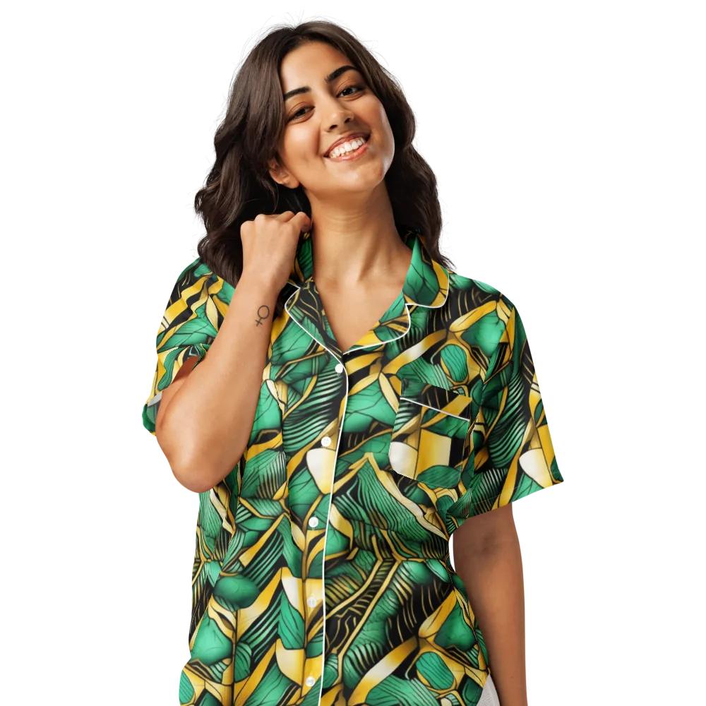 Midas Monstera on Women's Short Sleeve Pajama Top — Front