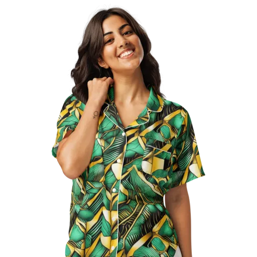 Midas Monstera on a Women's Short Sleeve Pajama Top