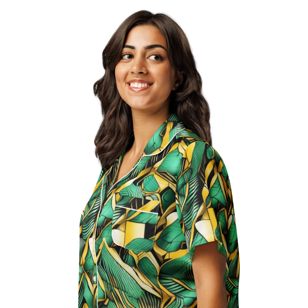 Midas Monstera on Women's Short Sleeve Pajama Top — Left Front