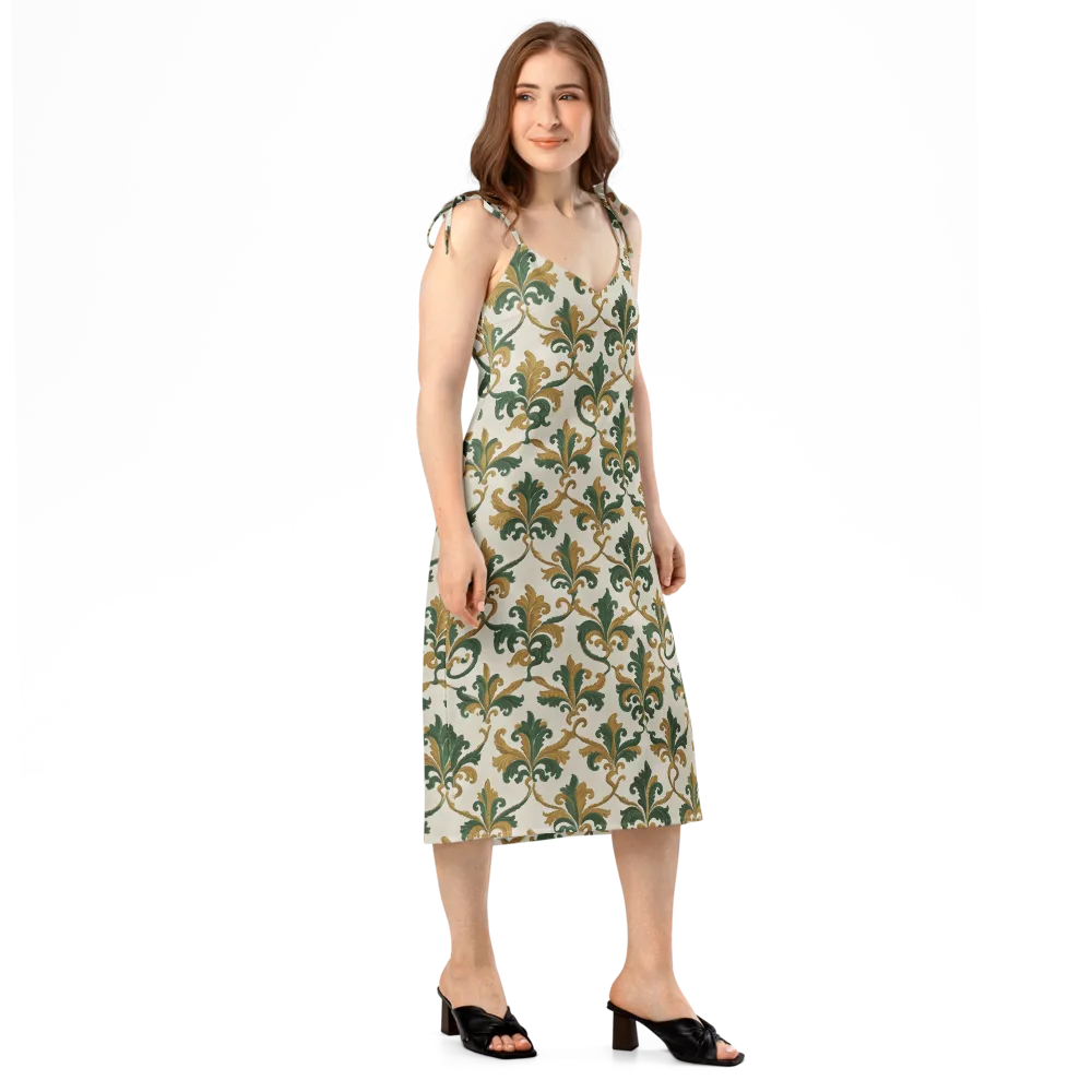 Olive Rocaille on Slip Dress — Right Front