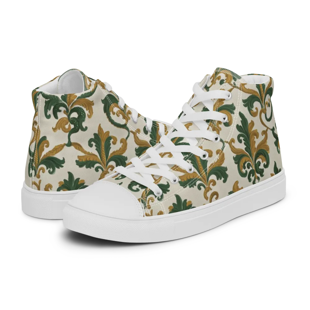 Olive Rocaille on Men's High Top Canvas Shoes — Left