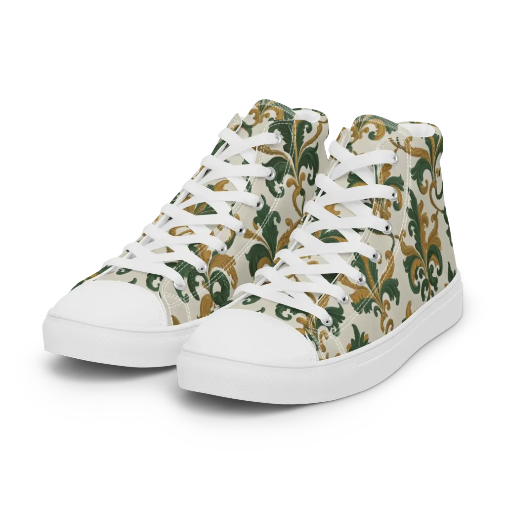 Olive Rocaille on Women's High Top Canvas Shoes — Left Front