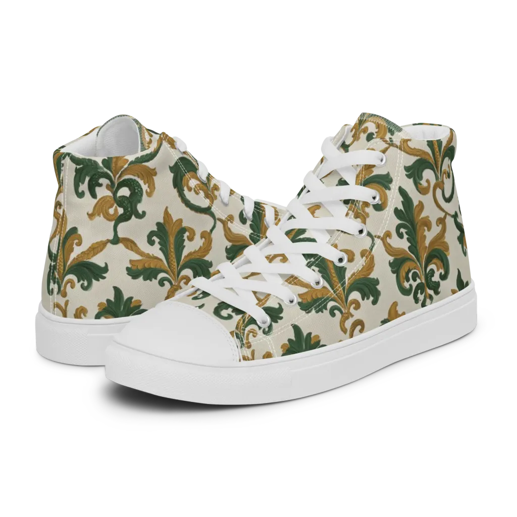 Olive Rocaille on Women's High Top Canvas Shoes — Left