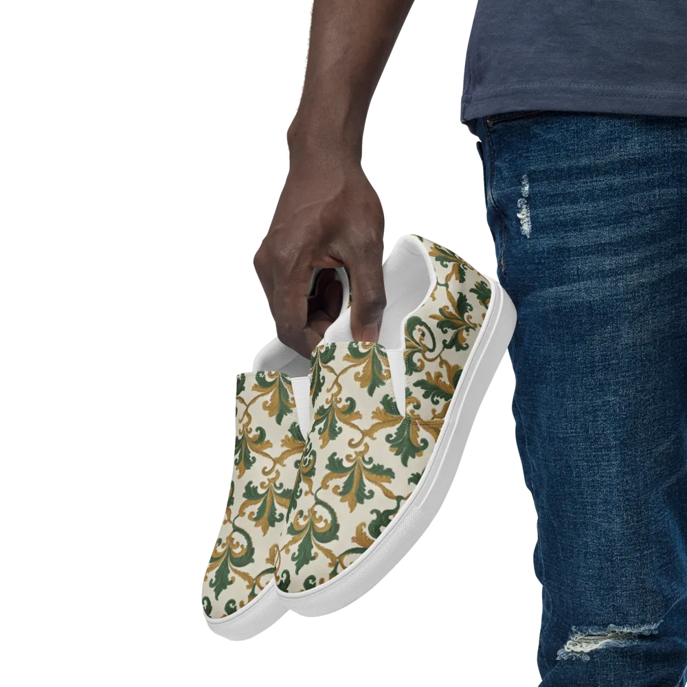 Olive Rocaille on Men's Slip-On Canvas Shoes — Left Front