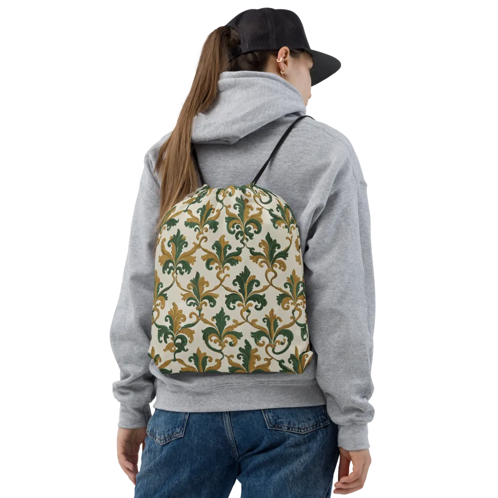 Olive Rocaille on Drawstring Bag — Front