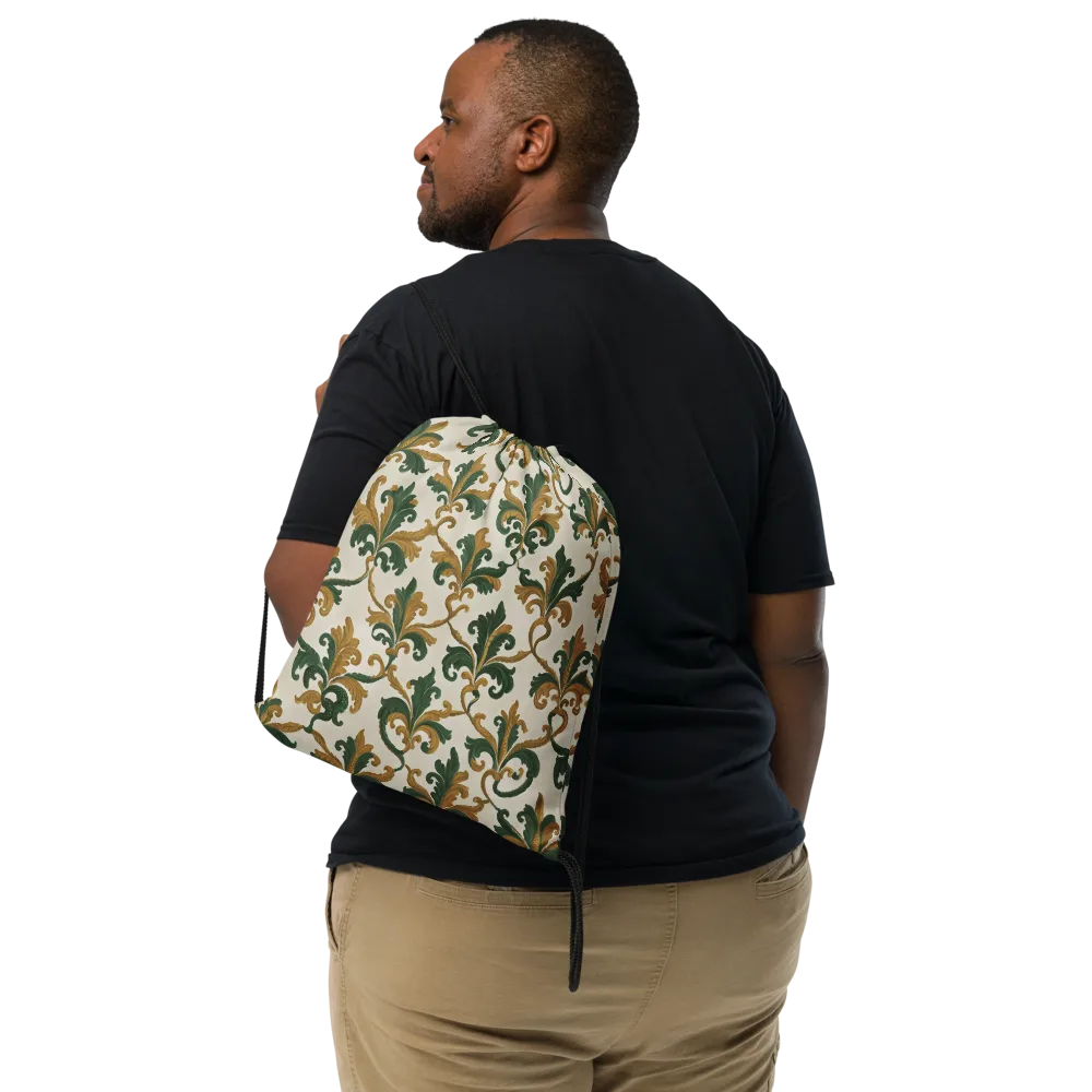 Olive Rocaille on Drawstring Bag — Front