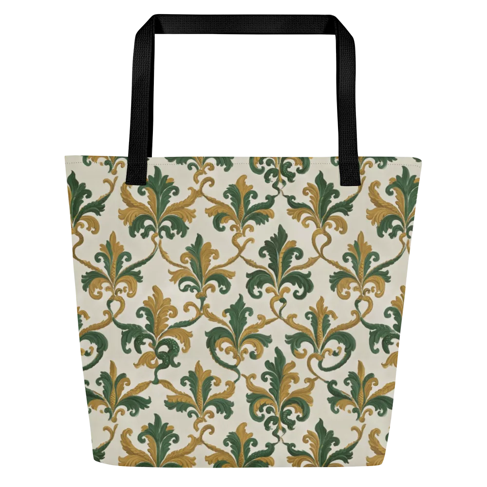 Olive Rocaille on Large Tote Bag W/ Pocket — Front