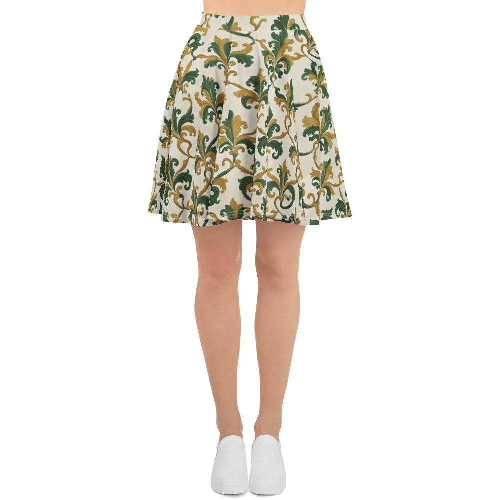 Olive Rocaille on Skater Skirt — Front